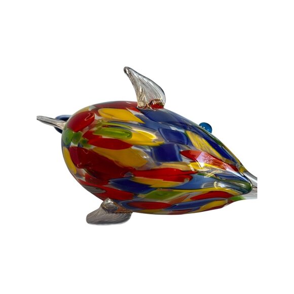 Murano Art Glass Fish Sculpture Handblown Multicolor Millefiori 8½"x 6½" - Picture 10 of 11